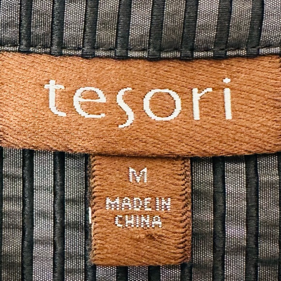 Tesori black striped long sleeve button down tunic dress - Picture 9 of 10